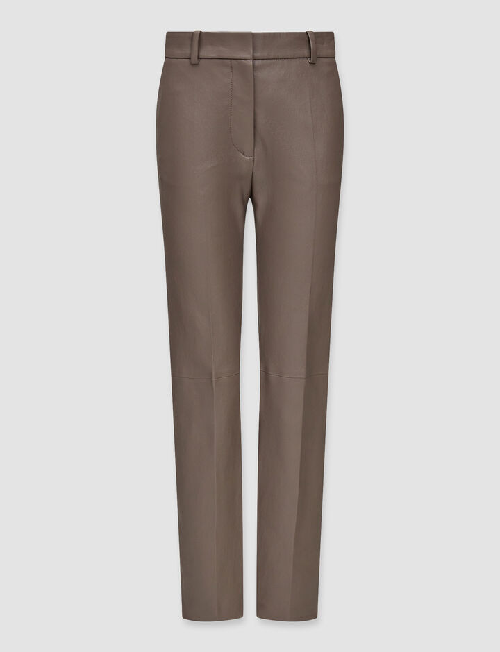 Joseph, Coleman-Pant-Leather Stretch, in Truffle